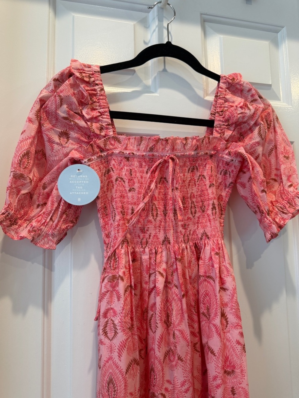 Hill House Scarlett Nap Dress pink palm ikat xxs matching girl sold separately - Picture 7 of 9